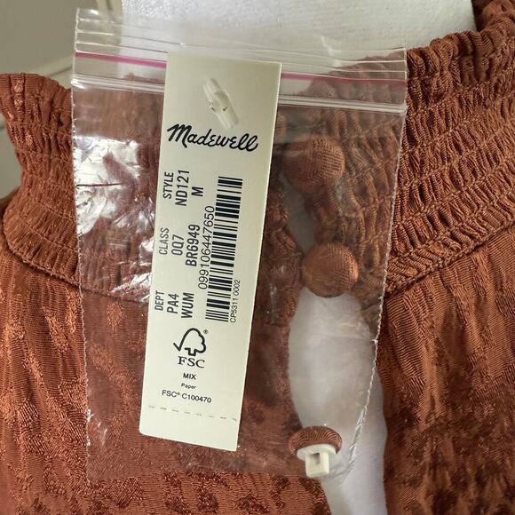 NWT Madewell Mockneck Ruffle-Hem Mini Dress Cheetah Jacquard Size M Warm Umber - Picture 4 of 6